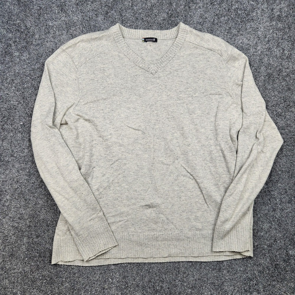 Smartwool Sweater Mens Large Gray V Neck Merino Wool Blend Pullover Casual